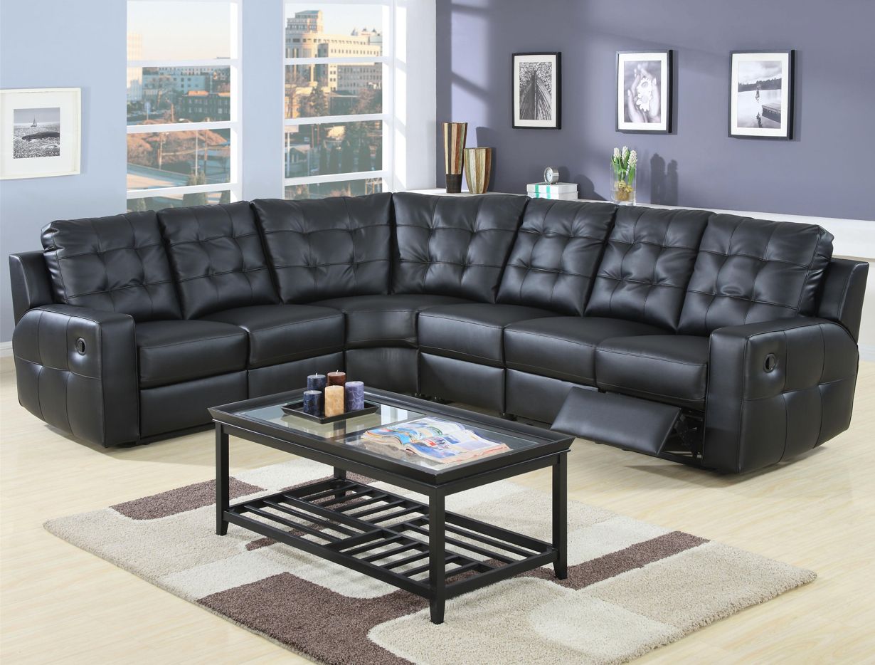 Tempe Modern Black Leather Reclining Sectional Sofa New On Popscreen Tempe Modern Black Leather Reclining Sectional Sofa New