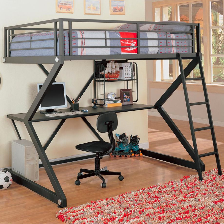 Full Metal Loft Bed with Desk