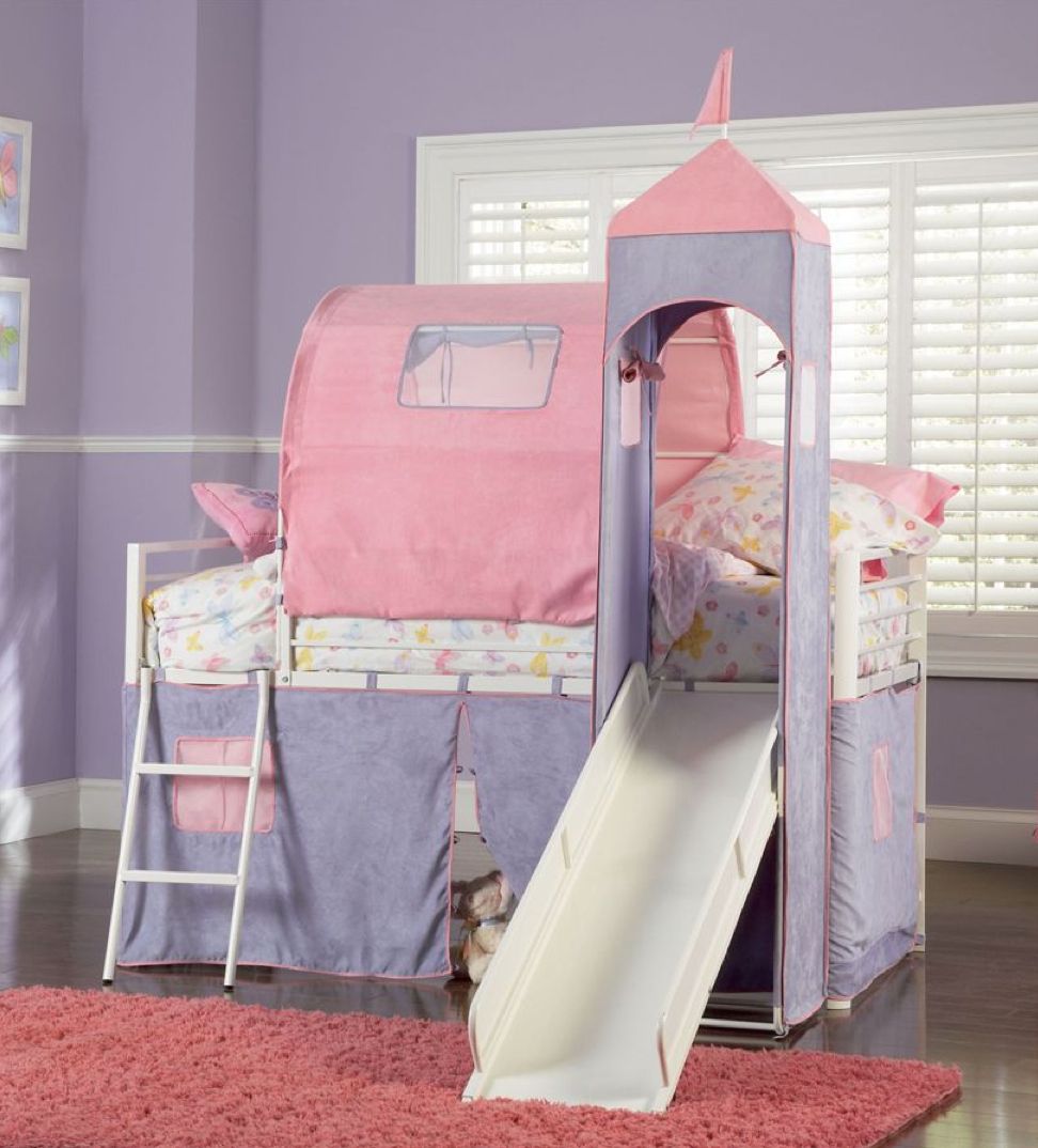 Princess Castle Twin Size Tent Loft Bed w Slide Set | eBay