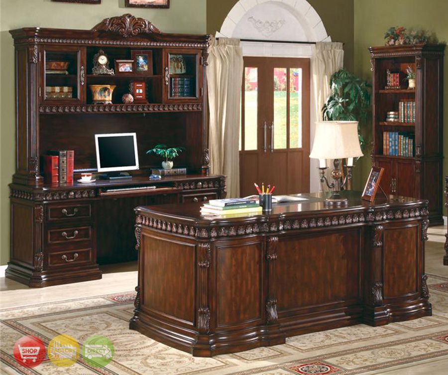 4 Pc Office Furniture Executive Desk 2 Bookcases & File Set eBay