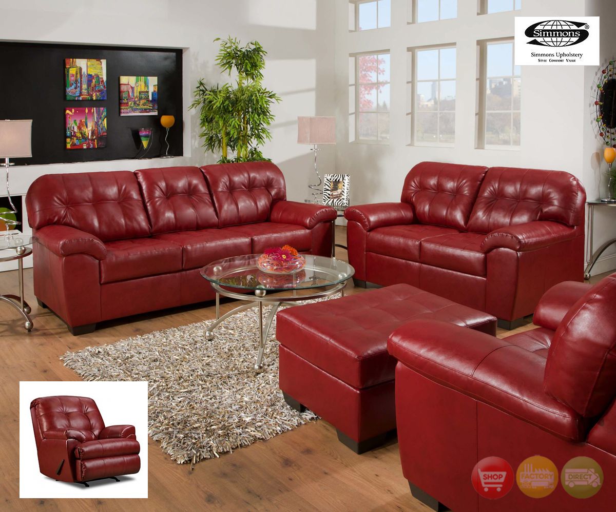 soho red bonded leather sofa