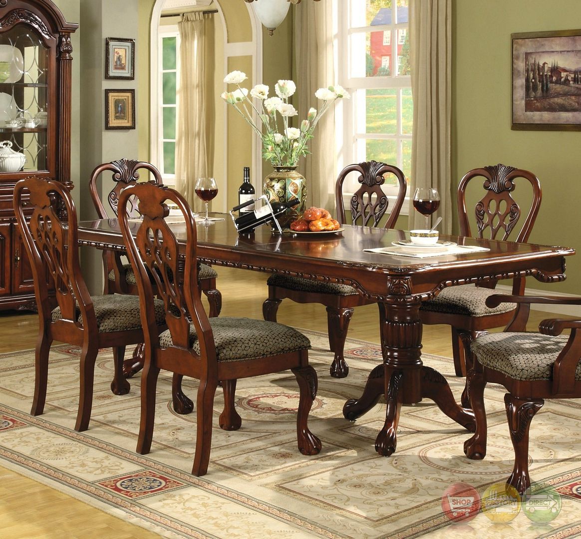 Brussels Formal Dining Room 7 Piece Furniture Set Traditional Dark