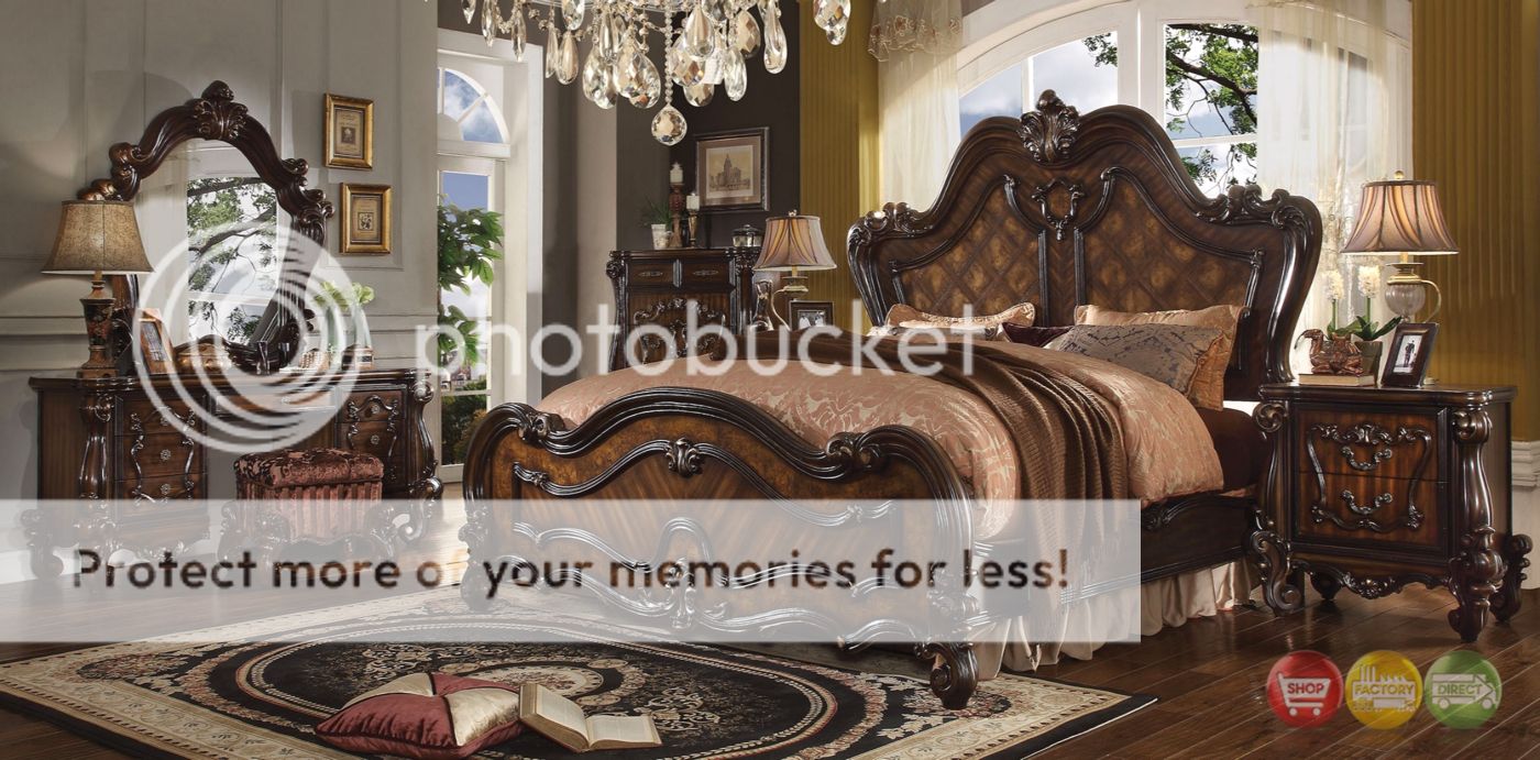 Details About Versailles Royal Brown Parquet Queen Panel Bed Traditional 5 Piece Bedroom Set