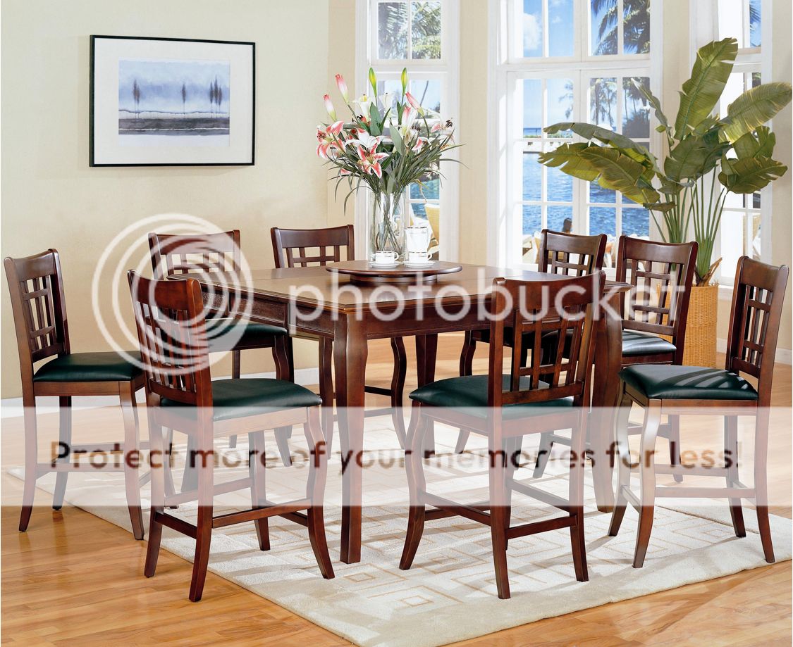 9 Piece Dining Room Set Counter Height Table Lazy Susan