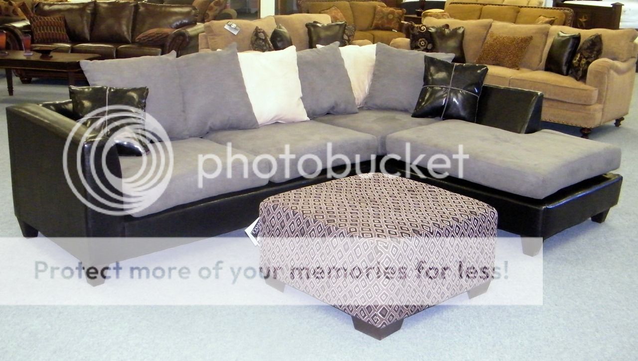 Casual Black & Gray Microfiber Sectional Sofa w/Chaise Loose Pillow 