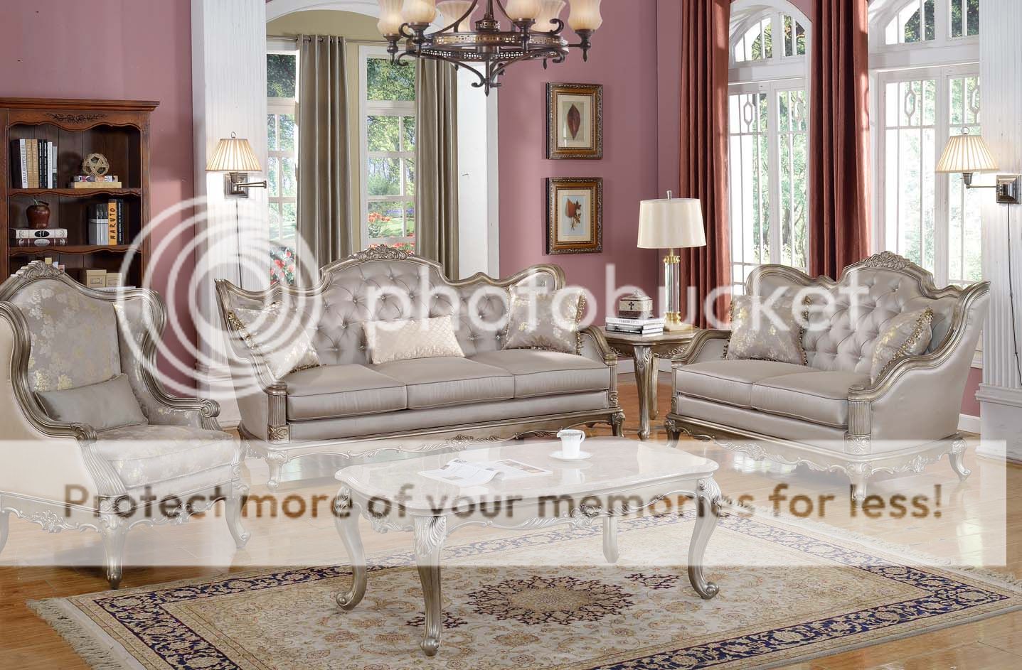 elegant traditional antique style sofa & loveseat formal living room