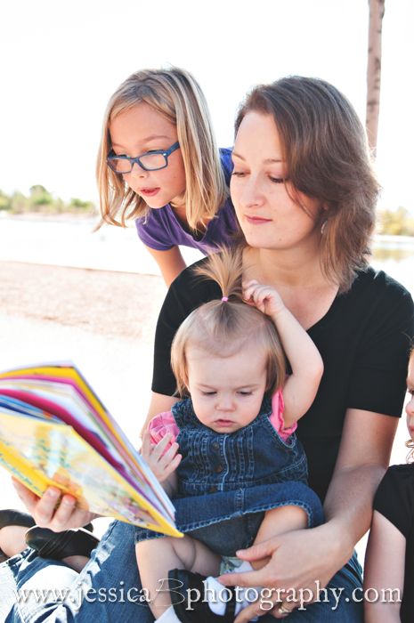 mom reading to kids